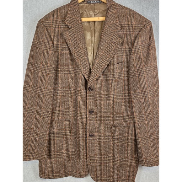 Hugo Boss Loro Piana Wool Cashmere Blazer Sports Coat Mens 42L Brown Retro Italy